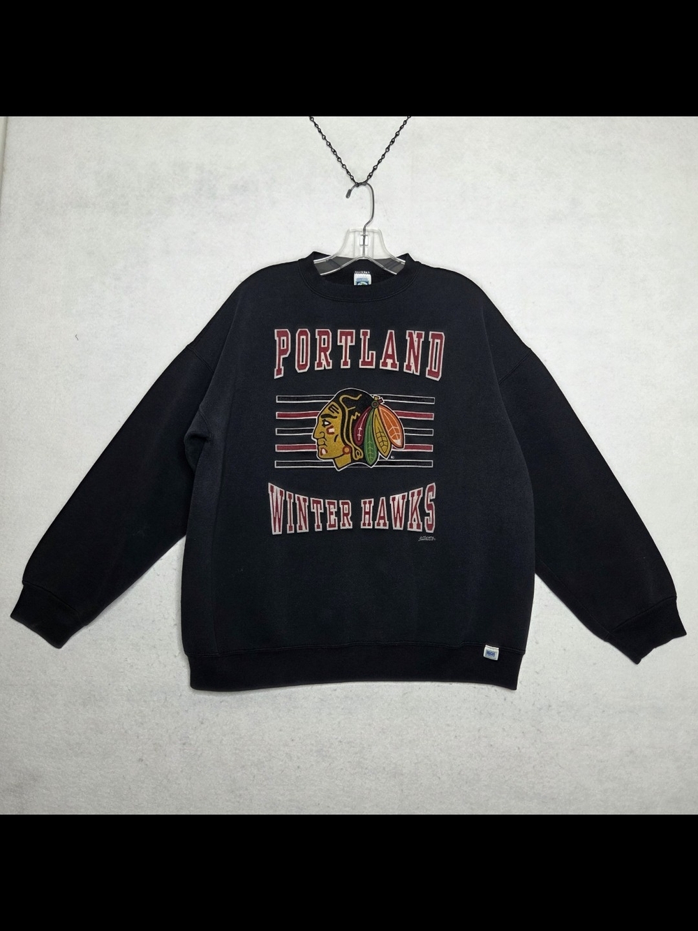 Vintage Portland Winterhawks Hockey Sweatshirt XL Native American Discus Athleti
